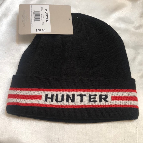 Hunter Branded Striped Cuffed Beanie Hat Color Black Multi One Size NWT - Picture 4 of 14
